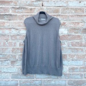 Sleeveless Turtleneck Sweater Grey Plus Size Knit Liz Claiborne Shell Basic